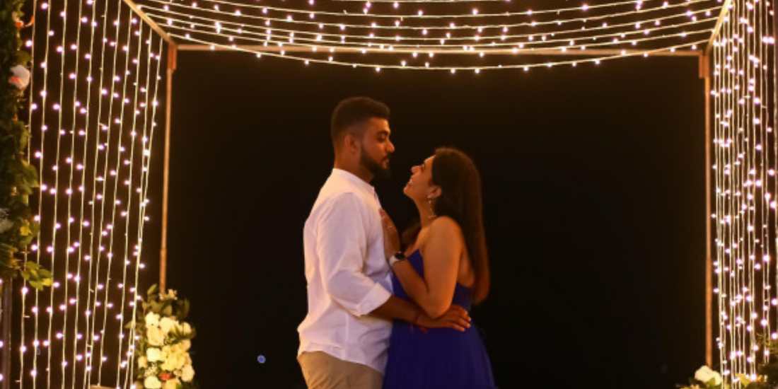 Under a canopy of lights, two hearts found their forever.